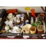 Two boxes of mixed ceramics, glassware etc