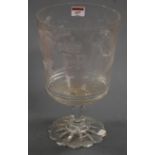 A large Elizabeth II Coronation goblet etched with a crowned ER cypher, and further etched with