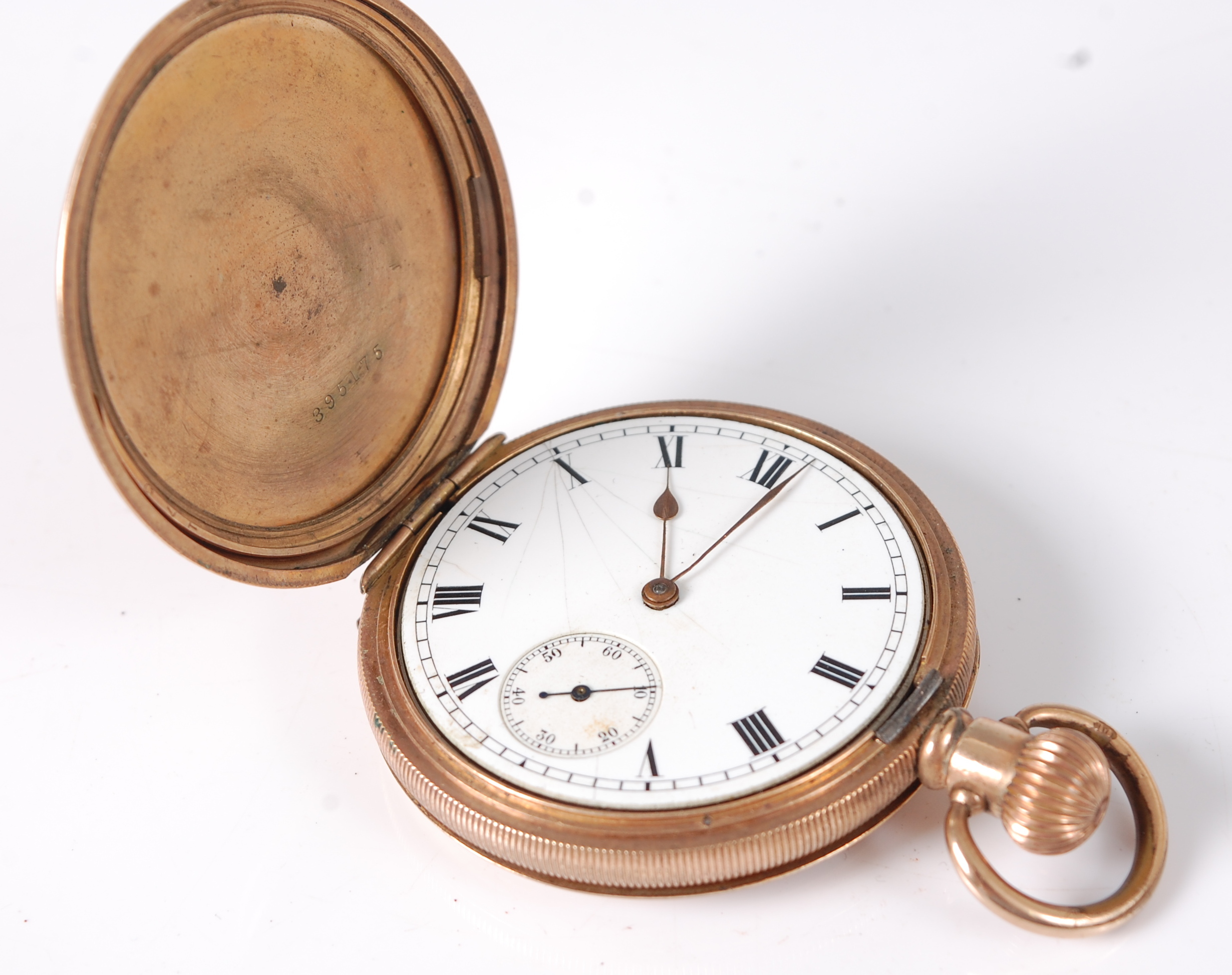 A gent's gold plated full hunter pocket watch, with keyless movement (a/f); together with a National