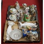 Two boxes of 19th century and later figures, mainly being Staffordshire and Continental examples;