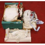 A box of miscellaneous Victorian and later lace and linen