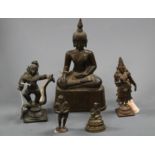 Five various far eastern bronze deities, the largest height 26cm