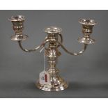 A silver plated three light candelabrum, 20th century, height 23cm