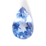 A loose heat-treated natural tanzanite, of blue colour, being pear cut, weight 6ct, with certificate