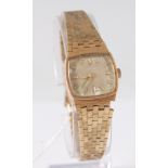 An Eterna lady's 9ct gold cased bracelet watch, having manual wind movement, with meshlink bracelet,