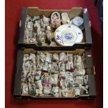 Two boxes of miscellaneous china, mainly being Victorian and later continental farings, Minton