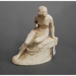 A Victorian Copeland parian figure of a classical female nude, in seated pose, inscribed Copeland