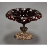 An early 20th century Bohemian ruby overlaid glass bowl, of circular form, within shaped border,