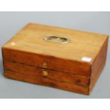 A Victorian pine stationery box, the hinged lid revealing leather line fitted interior, w.37cm (
