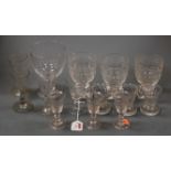 Assorted principally 19th century glassware to include rummers, shot glasses, sherries, etc (14)