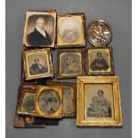 A collection of 19th century and later portrait miniatures, daguerrotypes and ambrotypes, etc