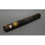 A circa 1900 leather clad and brass single drawer telescope