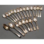 A collection of 19th century and later silver spoons, mainly being teaspoons, various dates and