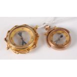 A 9ct gold mounted pendant compass; and one other similar, gross weight 14.7g (2)