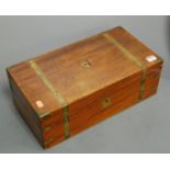 A Victorian walnut and brass bound writing slope, having a fitted interior, w.45cm