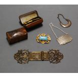 A small collection of miscellaneous items, to include Victorian tortoiseshell trinket box, pierced