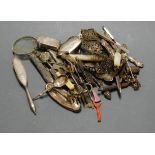 A box of miscellaneous mainly silver and silver-plated wares, to include nurse's belt, loose