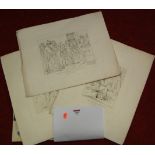 A quantity of unframed pictures, principally being monochrome engravings etc