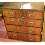 A 19th century mahogany chest of two short over three long drawers, width 88cm