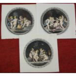 After Bartolozzi - set of three coloured engravings, and one other similar (4), each unframed