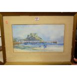 JM Hillson - St Michael's Mount ?, watercolour, signed lower left, 25x46