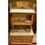 A Tunbridge style inlaid hanging wall cabinet, with various drawers and compartments (with