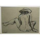 John Garbet - Life study of a female nude, black and white chalks, signed lower left, 34 x 49cm