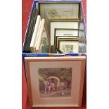 Assorted pictures and prints to include topographical engravings, maps etc