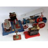 A collection of various live steam stationary steam plant workshop accessories and steam vehicles to