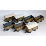 Seven Bing wagons: 4x open, 2x NE vans and LMS goods brake (F-G)