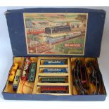 Brimtoy electric train set containing 2x D5001 diesel engines (plus another incomplete ), 2x green