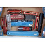 Two large trays containing a wide variety of Hornby and other makes, items for spares and