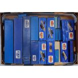 Boxed Hornby Dublo 3-rail track, all (G-VG-E) boxes vary (F-E), approx quantities: 54 full