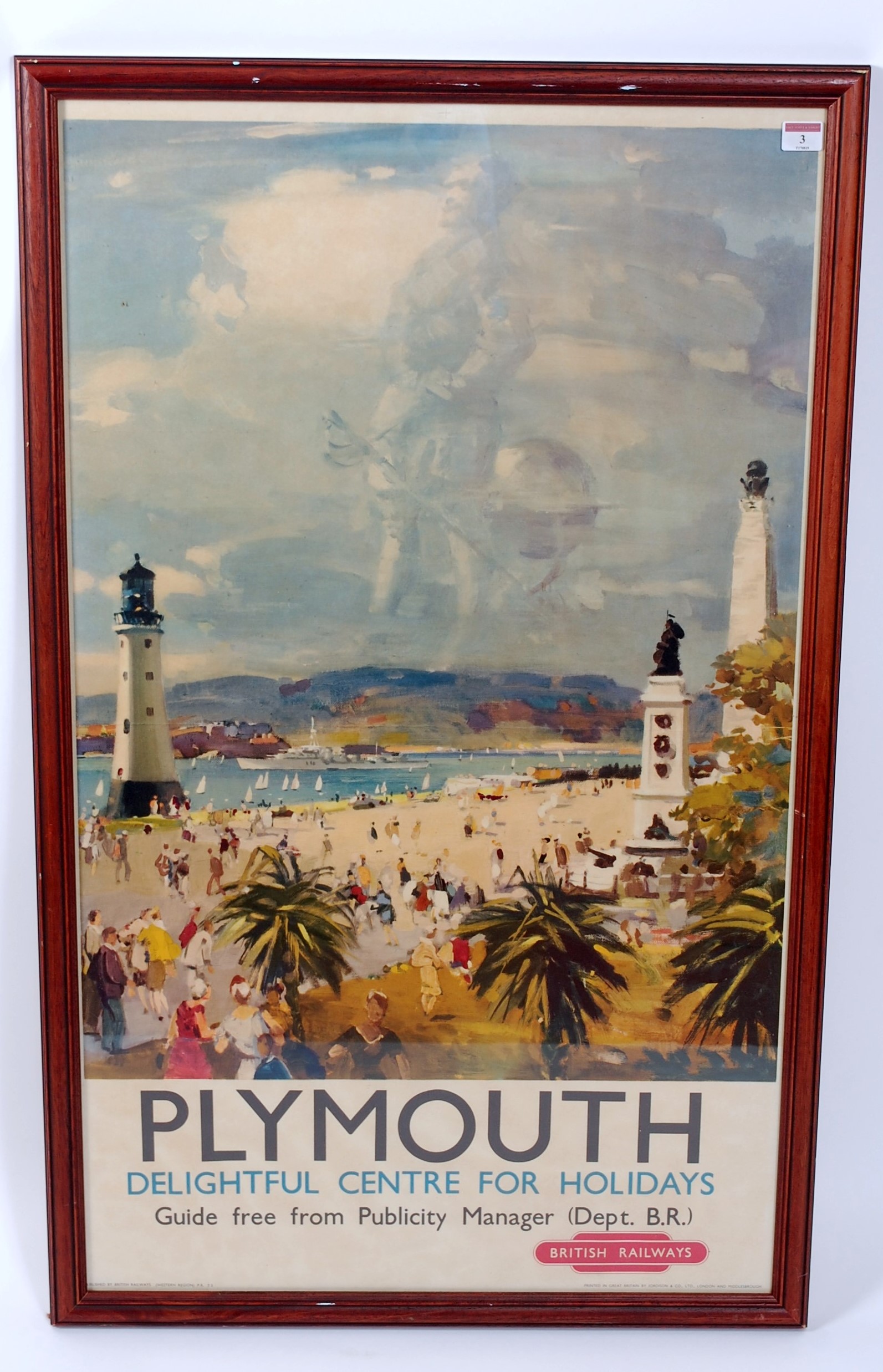 A BR Plymouth Double Royal railway poster depicting the Plymouth coast as printed in Great Britain