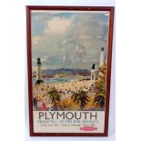 A BR Plymouth Double Royal railway poster depicting the Plymouth coast as printed in Great Britain