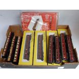 4 boxed and 4 unboxed Trix trains HO BR MK1 coaches mostly lettered as LMS (G-BG) 8 packeted Trix
