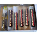 An N gauge GM AEC railcar (BFR) and 5 Minitrix Mki Blood & Custard coaches (G-BG)