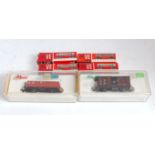 Liliput H0 e black 0-6-2 tank engine, 5x four wheel coaches and 4 wagons (all G-BG) together with