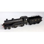 Hornby 1921/29 completely repainted No. 2 4-4-0 clockwork loco as black LMS No. 2711 front