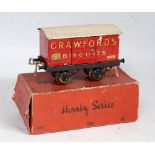 Hornby 1924/25 Crawford's Biscuits van on OAG base, red body, white roof, chips to body and roof