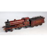 Bing for Bassett-Lowke red LMS 'George V' 4-4-0 loco and tender No. 5320 modified for 3-rail