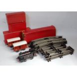 A collection of Hornby 0 gauge railway items to include Hornby No. 82011 clockwork 0-4-0 black BR