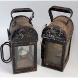 A pair of railway hand-lamps for inspection use, one Midland Railway, the other (BR-M,M)