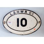 An original cast iron London and North Western Railway Company bridge plate, No. 10, black on