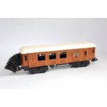 Bing teak LNER bogie Composite No. 1234N with repainted hinged roof which requires refixing and