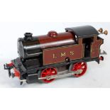 1936-41 Hornby M3 tank c/w loco 0-4-0 LMS red tinprinted 2270 with cylinders, with rods, 8-spoke