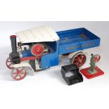 A loose Mamod SW1 steam wagon comprising of blue, red and white body with original burner, sold with