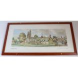 An original railway carriage print " CAVENDISH, SUFFOLK" by Suffolk artist F.W Baldwin from the