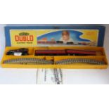 A Hornby Dublo 3-rail EDP10 0-6-2 tank passenger train set good for age, box lid split at one corner