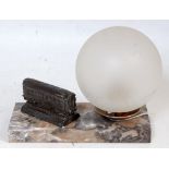 Railway and Military interest, a marble based table lamp with globe shade alongside is the Armistice